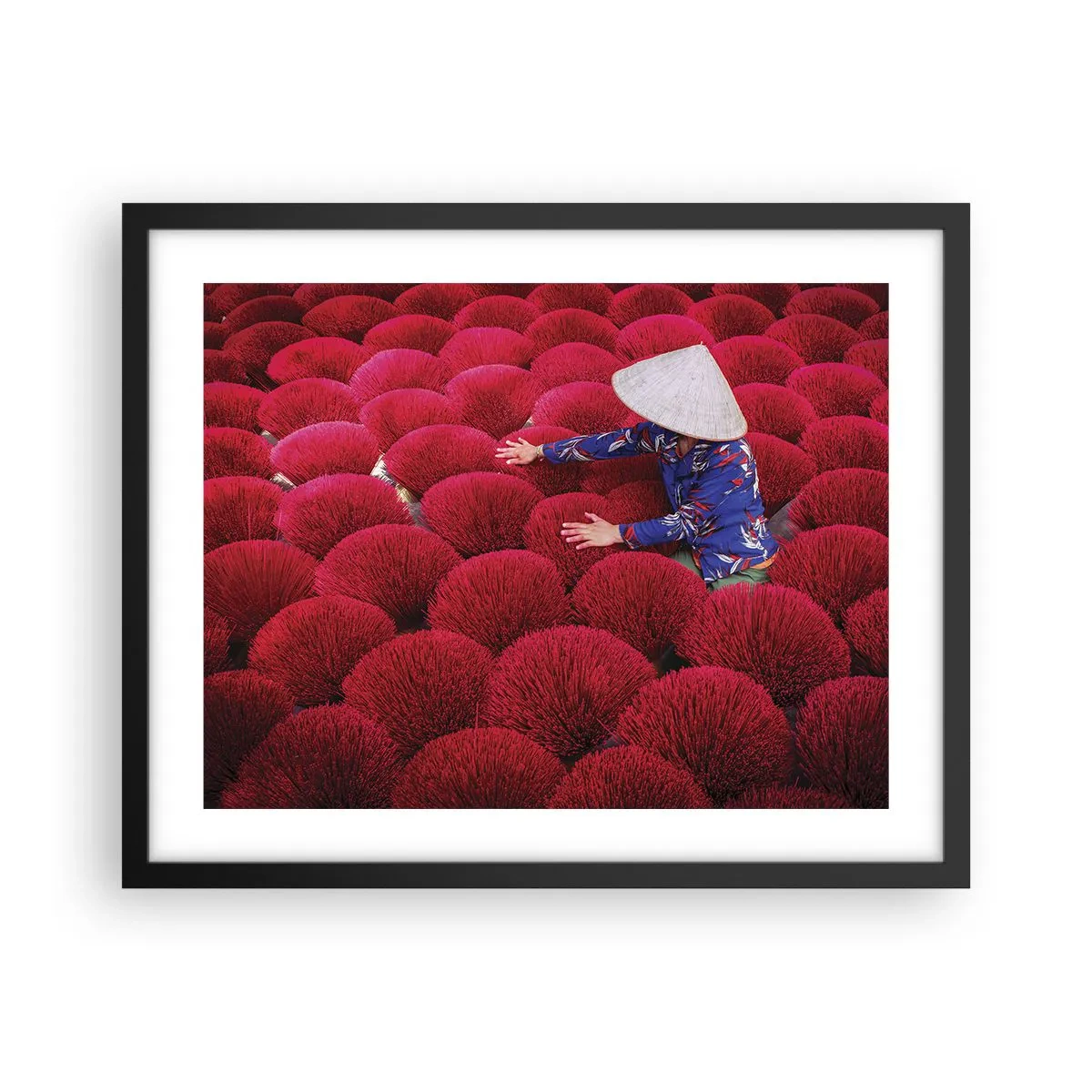 Poster in black frame - In the Rice Field  - 50x40 cm