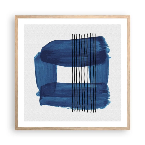 Poster in light oak frame - Blue and Black Composition - 60x60 cm
