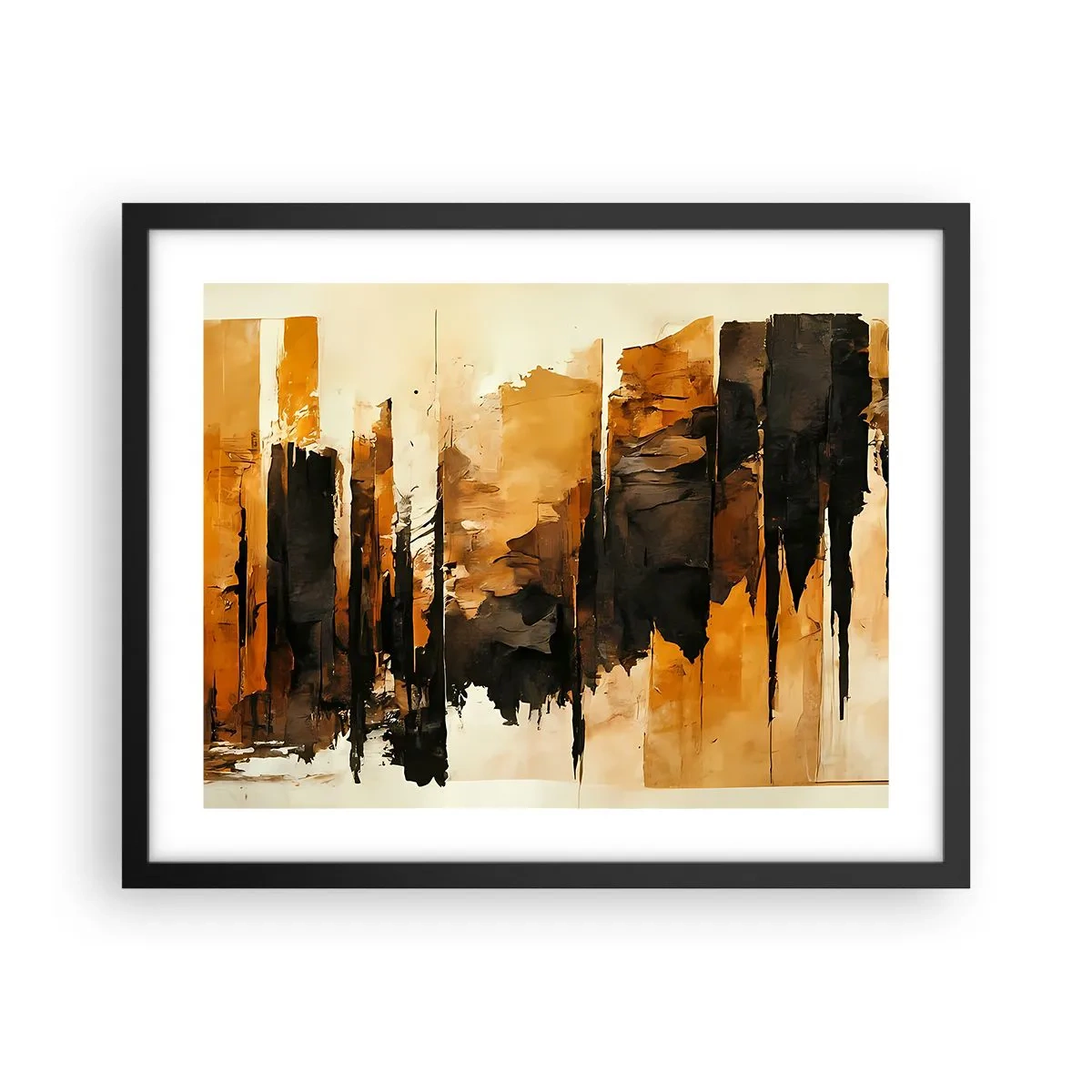Poster in black frame - Harmony of Black and Gold - 50x40 cm