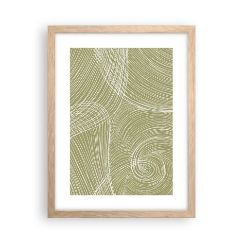 Poster in light oak frame - Intricate Abstract in White - 30x40 cm