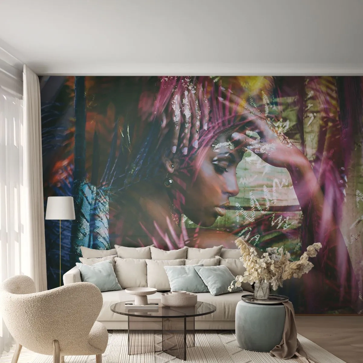 Photo Wallpaper Premium Sand - Mother Nature in the Jungle - Woman, Africa, Africa - 100x70 cm