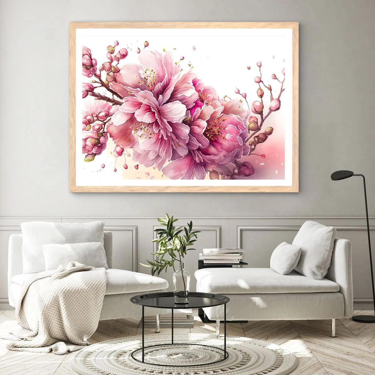 Poster in light oak frame - Land of Cherry Blossoms - 40x30 cm