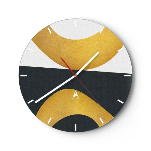 Wall clock - Clock on glass - First Of All: Gold - 40x40 cm