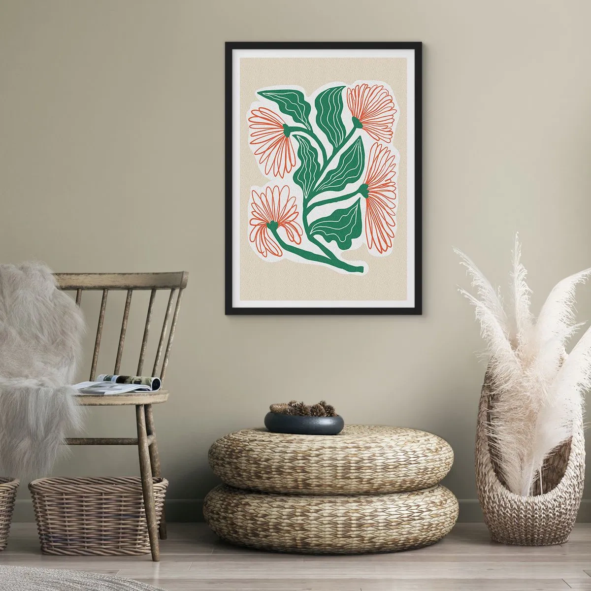 Poster in black frame - Folk and Modern - 40x50 cm