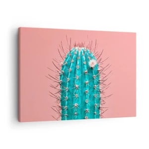 Canvas picture - An artistic take on a cactus on a pink background - 70x50cm - Just Look - Modern wall decoration for the living room and bedroom ARTTOR