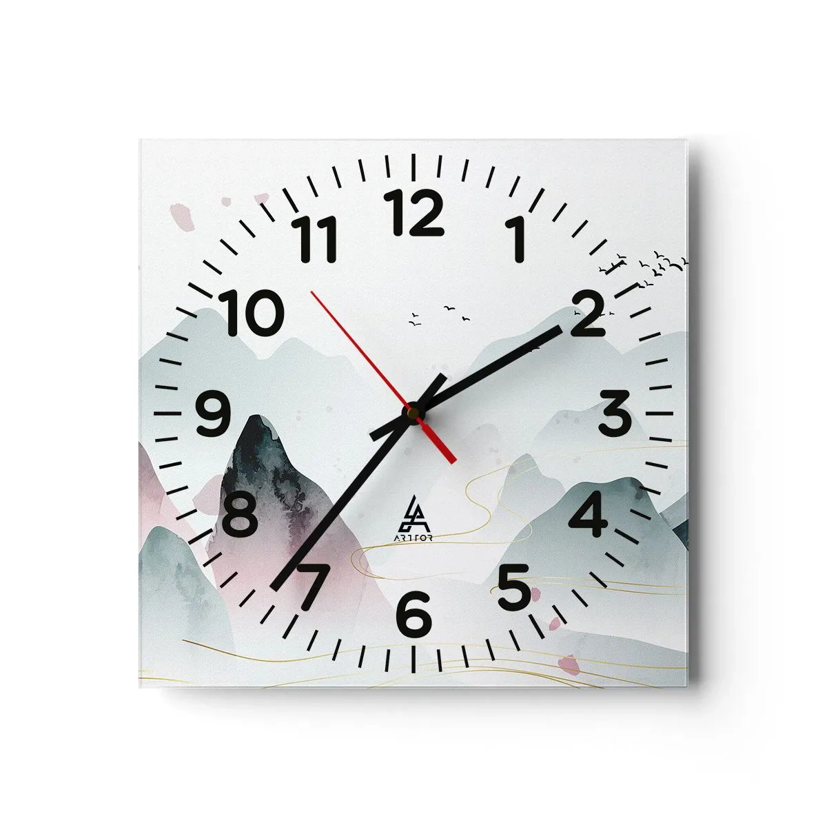 Wall clock - Clock on glass - Over the Peaks - 30x30 cm
