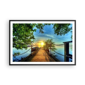 Poster in black frame - Sunset by the Water - 91x61 cm