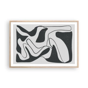 Poster in light oak frame - Abstract Fun in a Maze - 91x61 cm