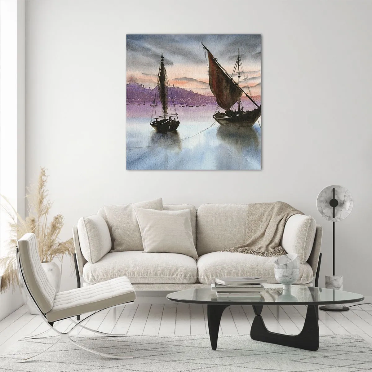 Glass picture - Evening at the Port - 60x60 cm