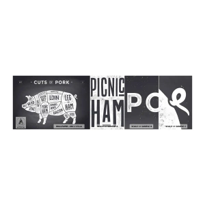 Photo Wallpaper Sample Standard Eco - Butcher's Primer - Gastronomy, Animal Pig, Pork - 100x30 cm
