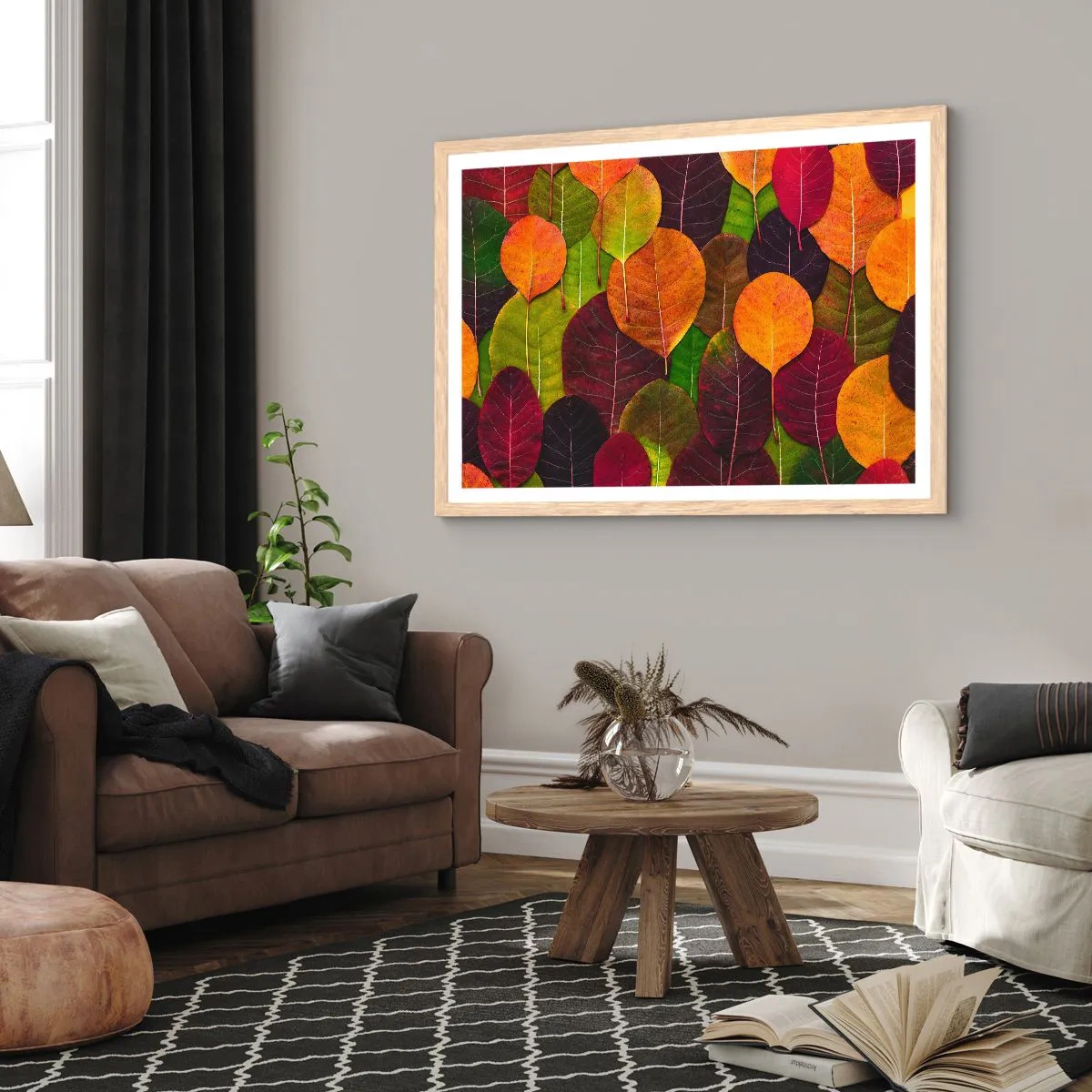 Poster in light oak frame - Autumn Mosaics - 50x40 cm