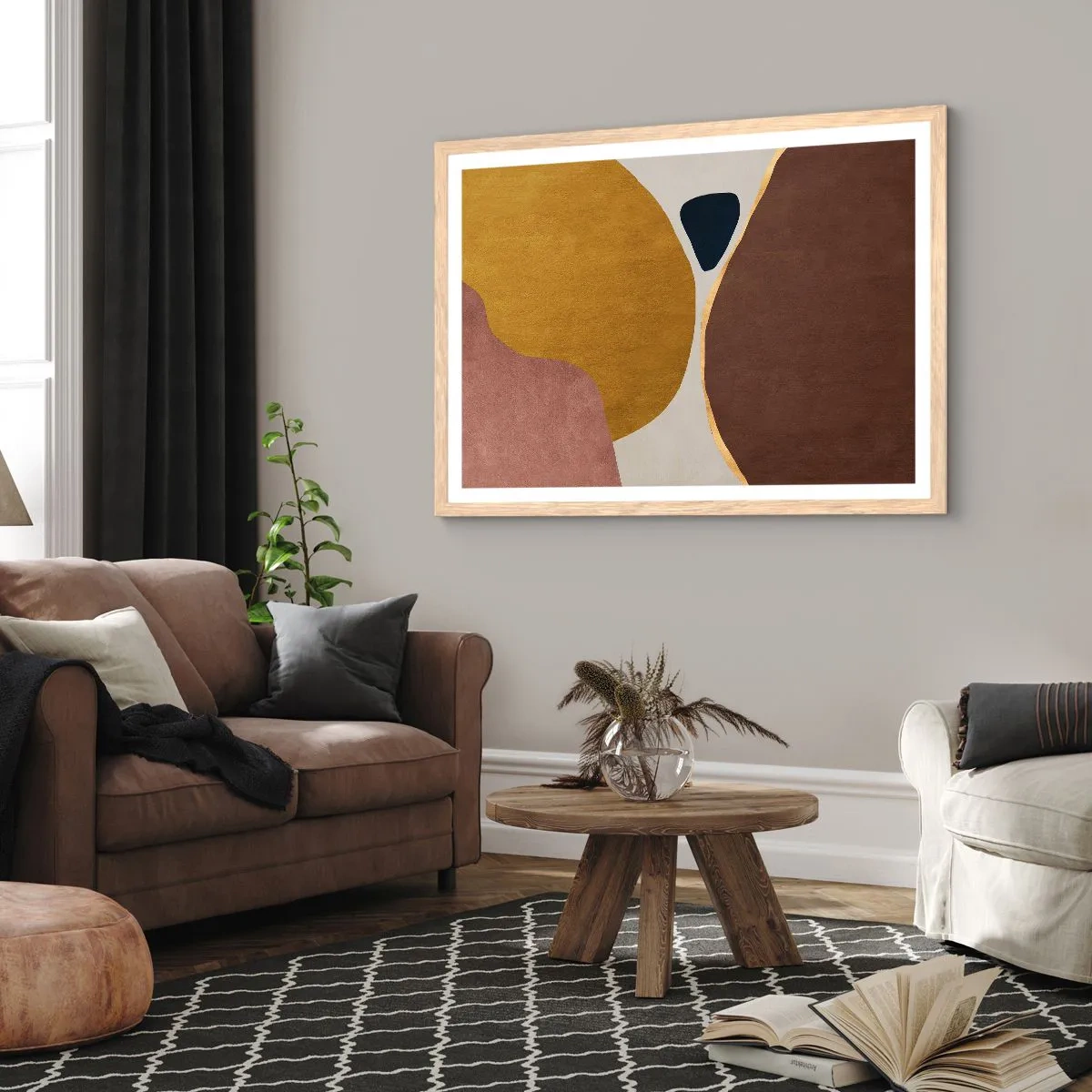 Poster in light oak frame - Abstract - Place in sSace - 100x70 cm