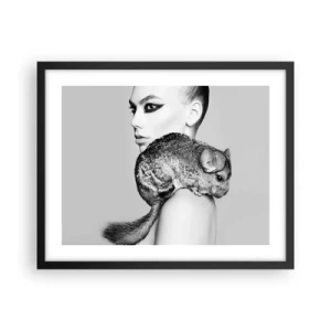 Poster in black frame - Lady with a Chinchilla - 50x40 cm