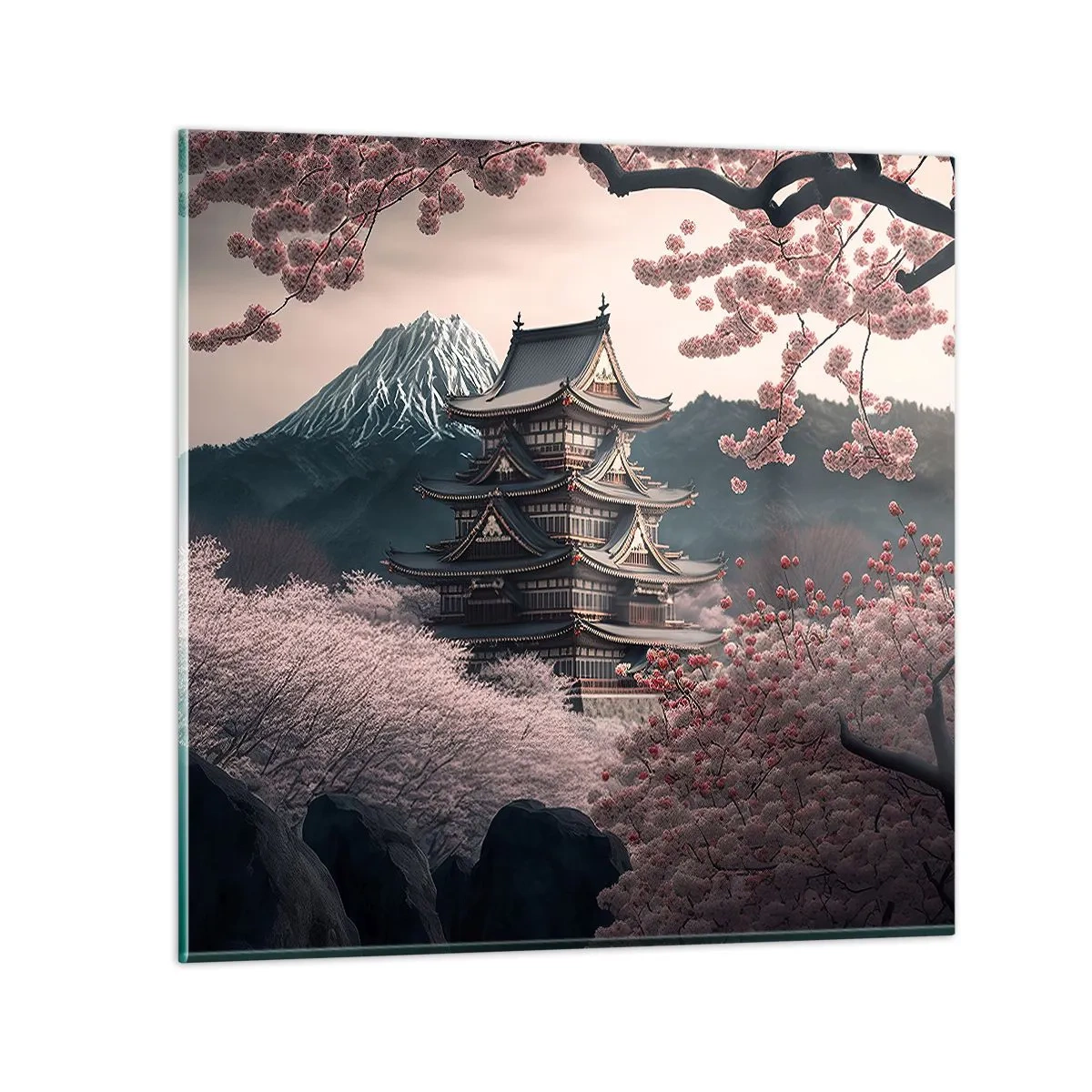 Glass picture - Land of Cherry Blossoms - 30x30 cm