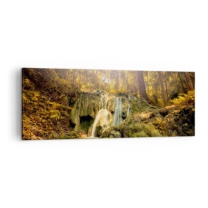 Canvas picture - Forest Cascade in Green - 140x50 cm