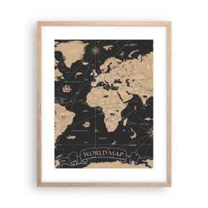 Poster in light oak frame - Borders of My World - 40x50 cm