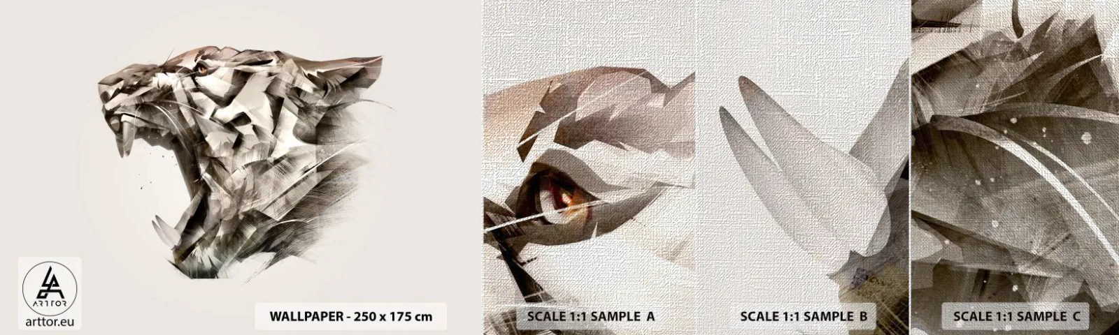 Photo Wallpaper Sample Premium Canvas - You Know Who Is in Charge - Abstraction, Tiger, Animals - 100x30 cm