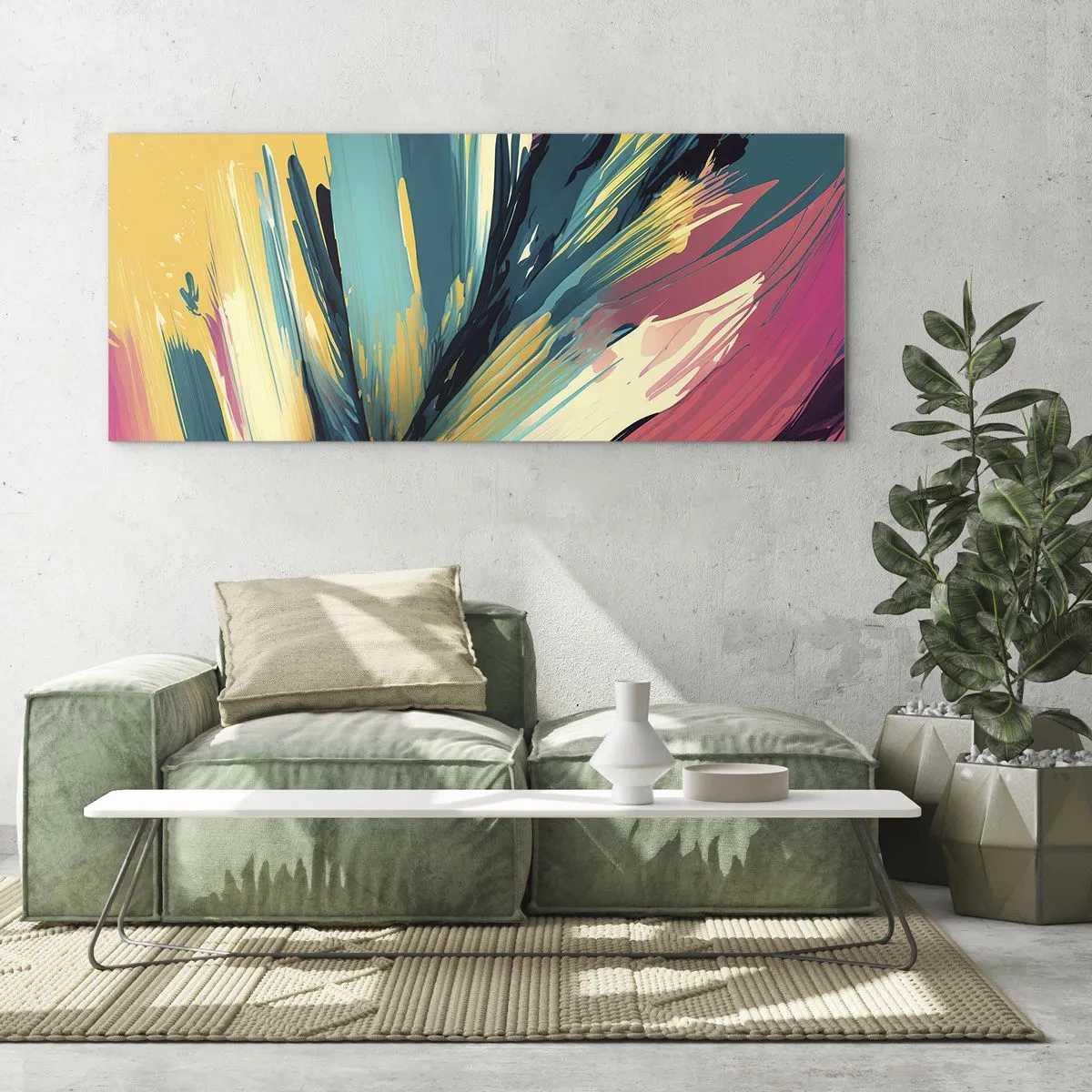 Glass picture - Composition -Explosion of Joy - 100x40 cm