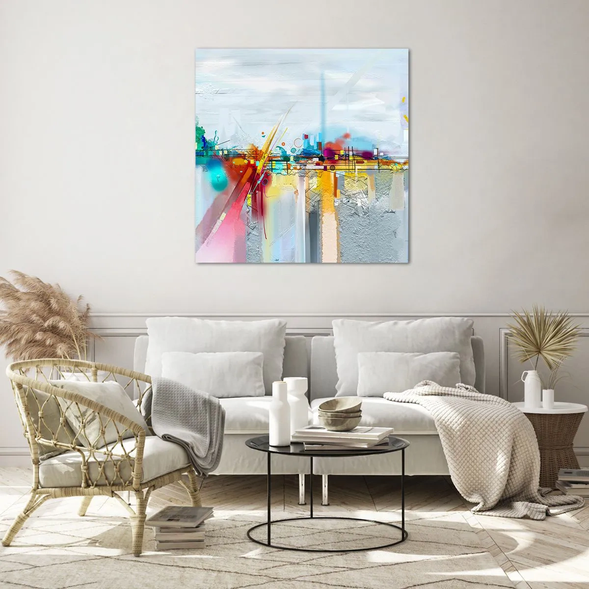 Glass picture - Bridge of Joy over the River of Life - 50x50 cm