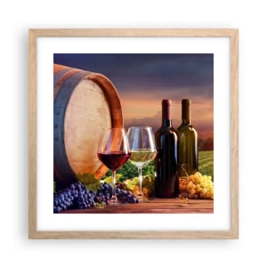 Poster in light oak frame - Here Life Is Full of Flavour - 40x40 cm