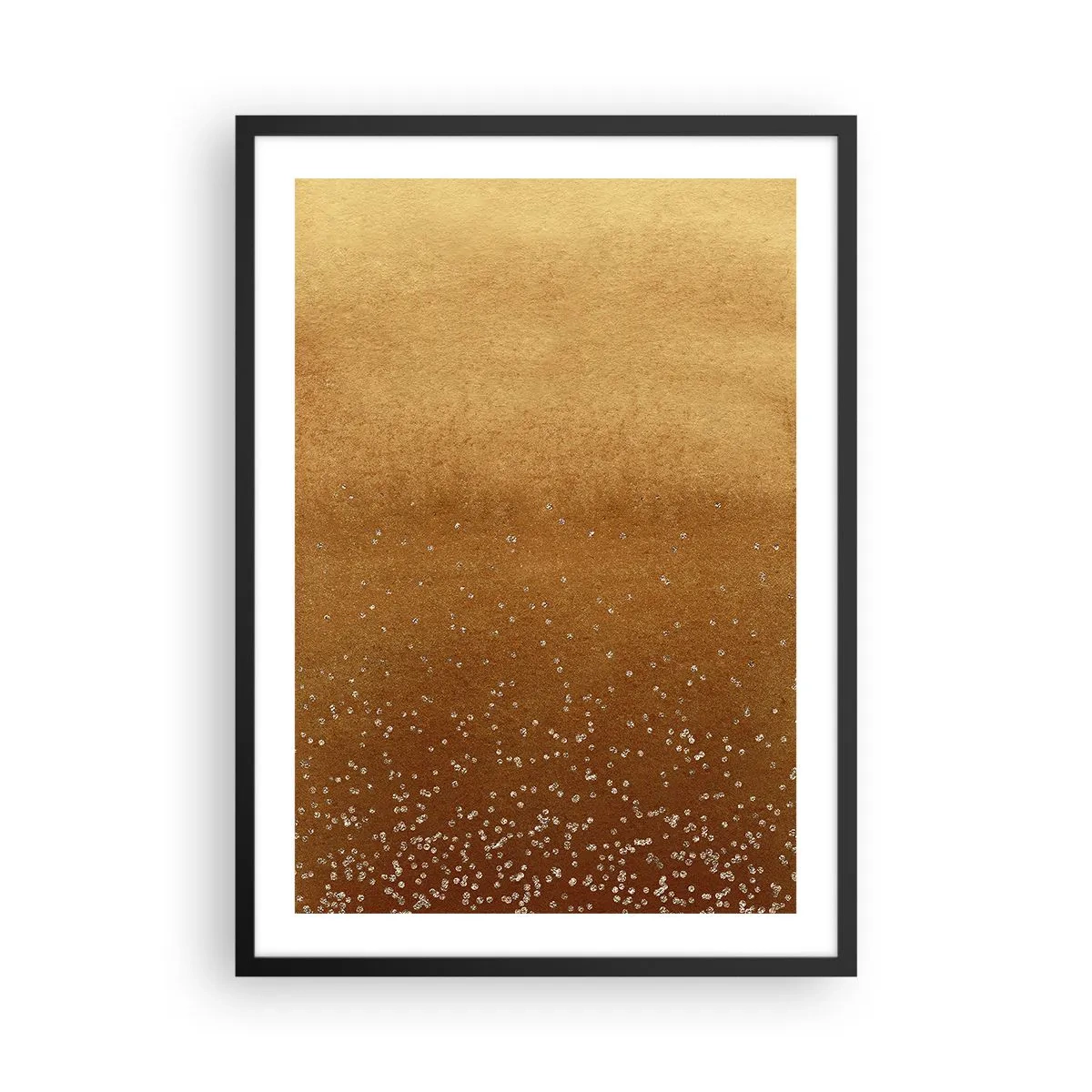 Poster in black frame - Golden gradient with tiny sparkling elements - 50x70cm - Tthe Birth of the Universe - Modern wall decoration for the living room and bedroom ARTTOR