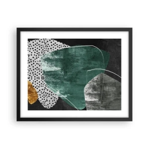 Poster in black frame - Colourful Abstract with a Golden Petal - 50x40 cm