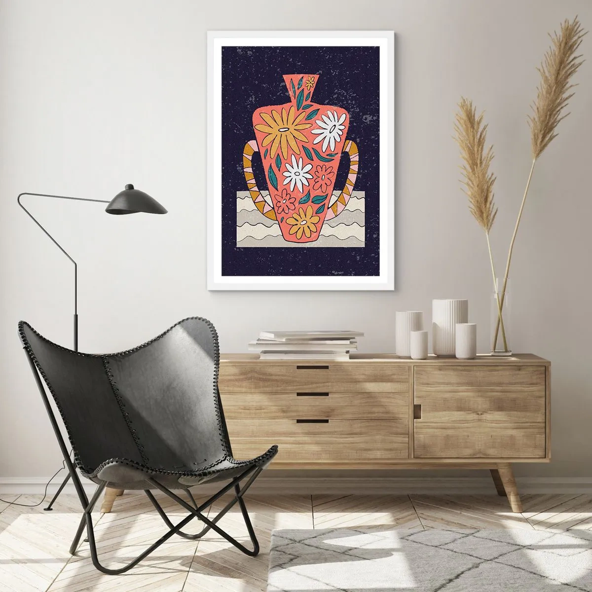 Poster in white frmae - Painted Vase - 30x40 cm