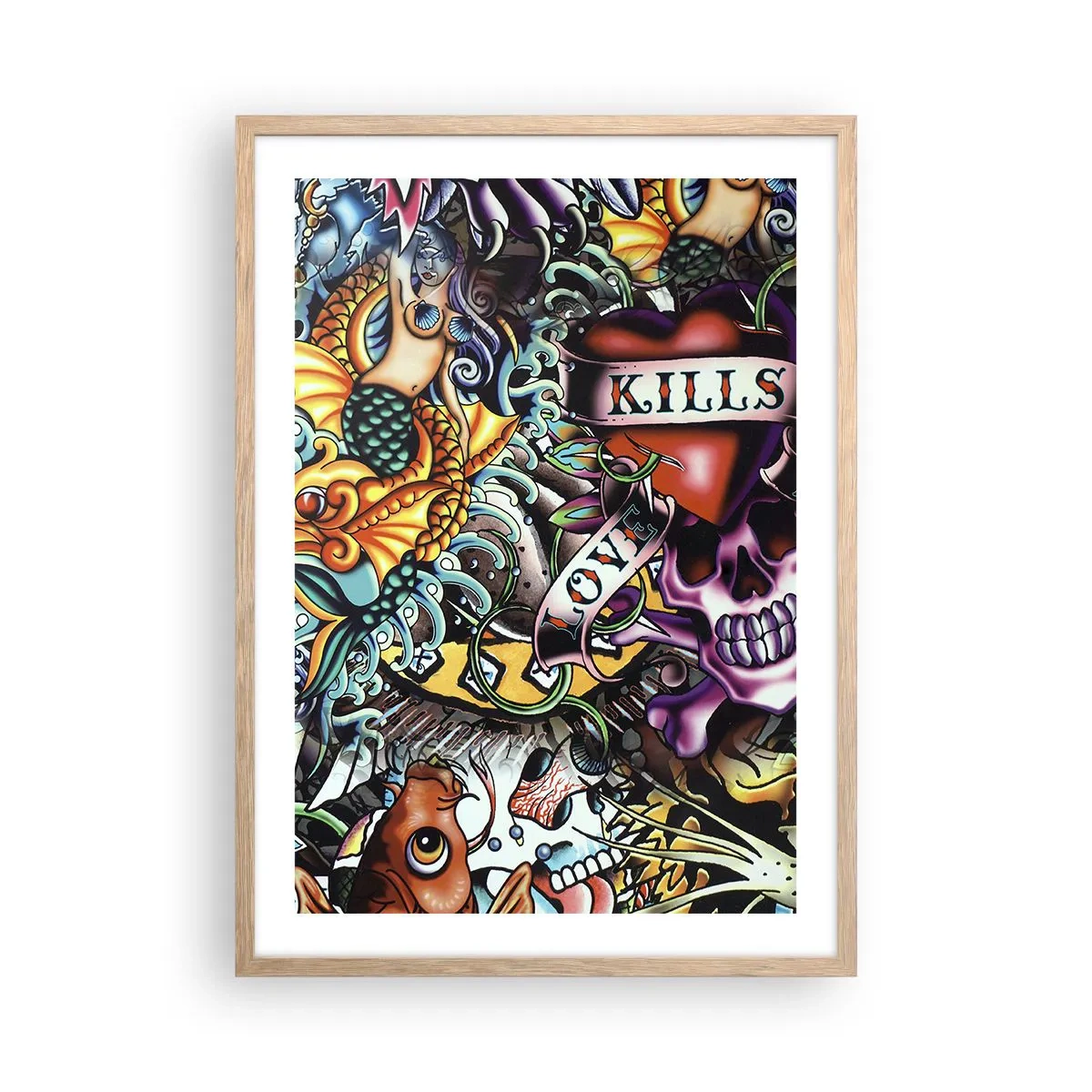 Poster in light oak frame - Dream of a Tattoo Artist - 50x70 cm