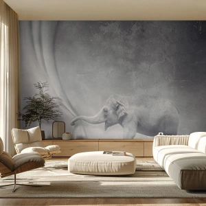 Photo Wallpaper Standard Eco - An elephant discovering a new reality in a surreal style. - 100x70cm - Uncover the Secret - Modern wall decoration for the living room and bedroom ARTTOR
