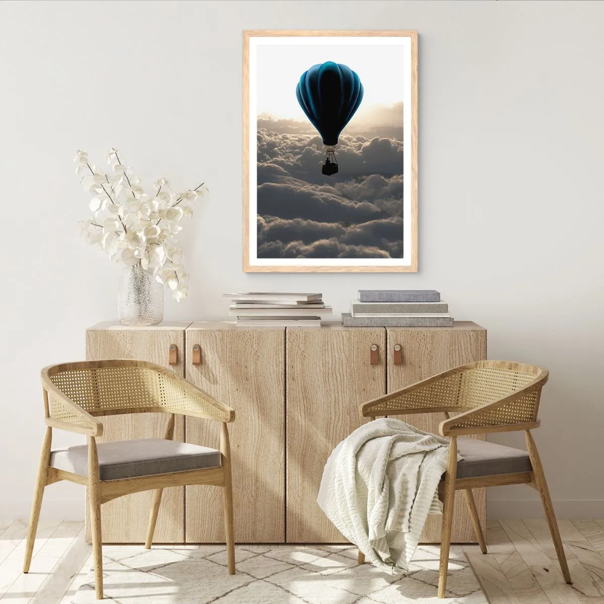 Poster in light oak frame - Wanderer above Clouds - 30x40 cm
