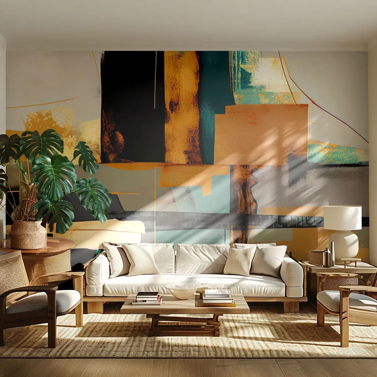 Photo Wallpaper Premium Sand - Abstract - Light and Shadow - Abstraction, Modern, Piece - 200x140 cm