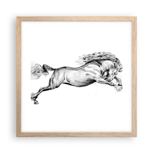 Poster in light oak frame - Stopped at a Gallop - 40x40 cm