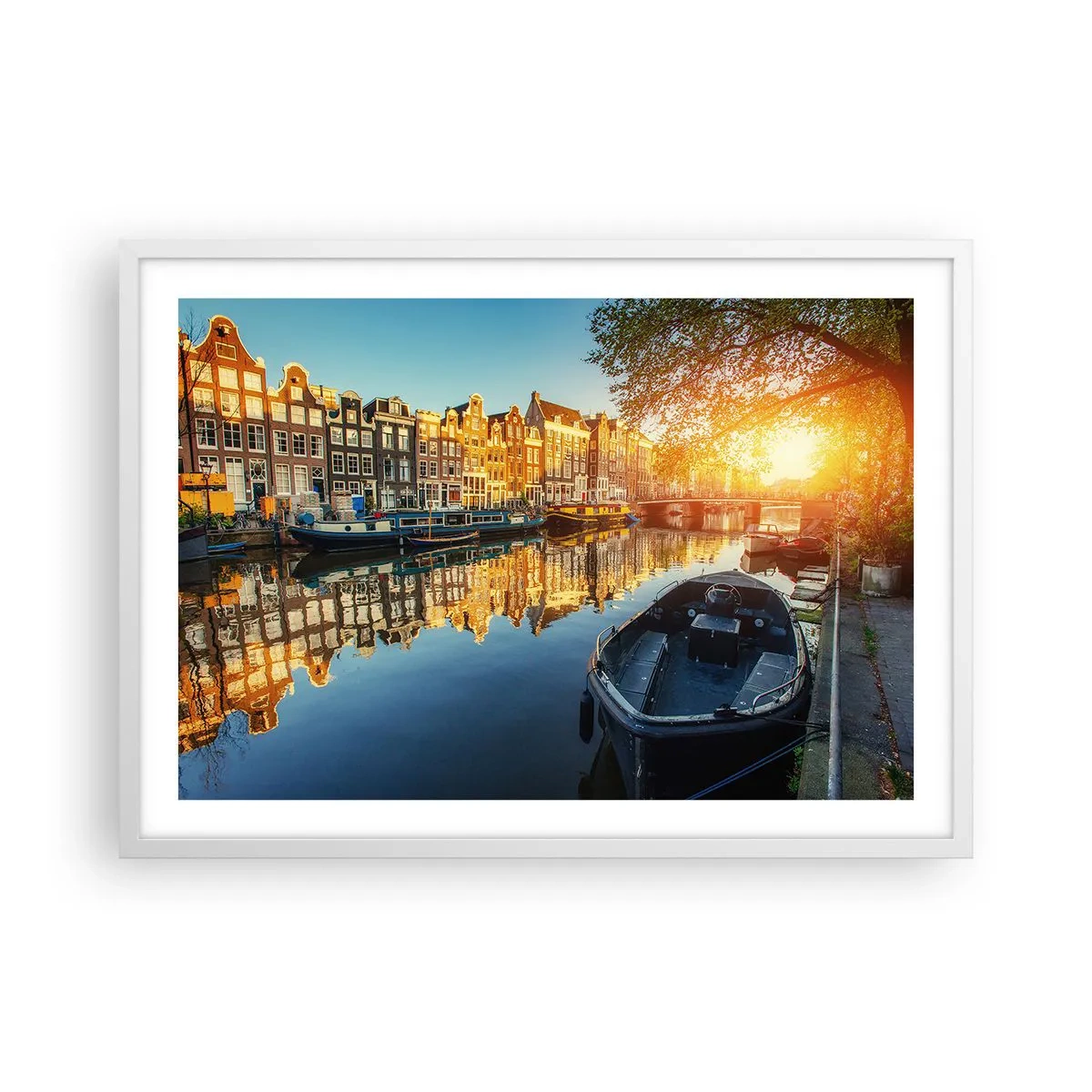 Poster in white frmae - Morning in Amsterdam - 70x50 cm