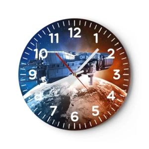 Wall clock - Clock on glass - Careful Observer - 40x40 cm