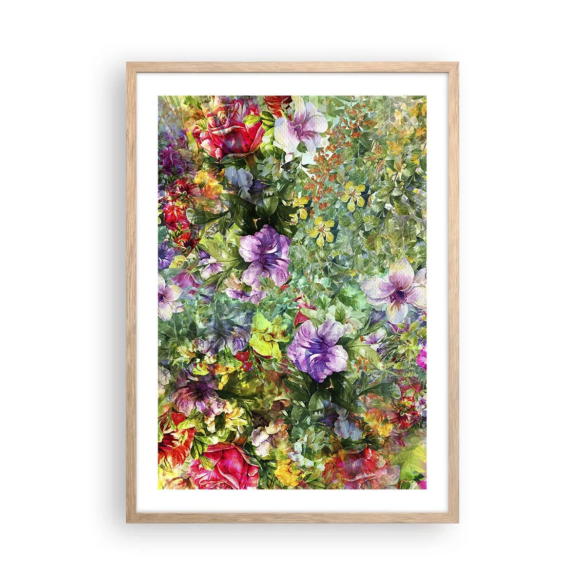 Poster in light oak frame - Lost in the Flowers - 50x70 cm