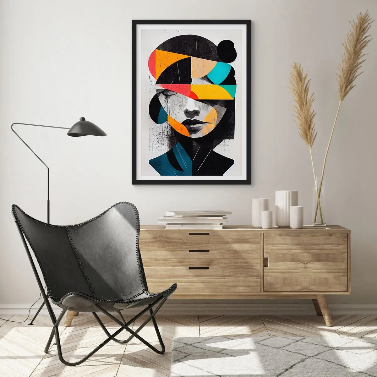 Poster in black frame - Multicolour Portrait of the Interior - 40x50 cm