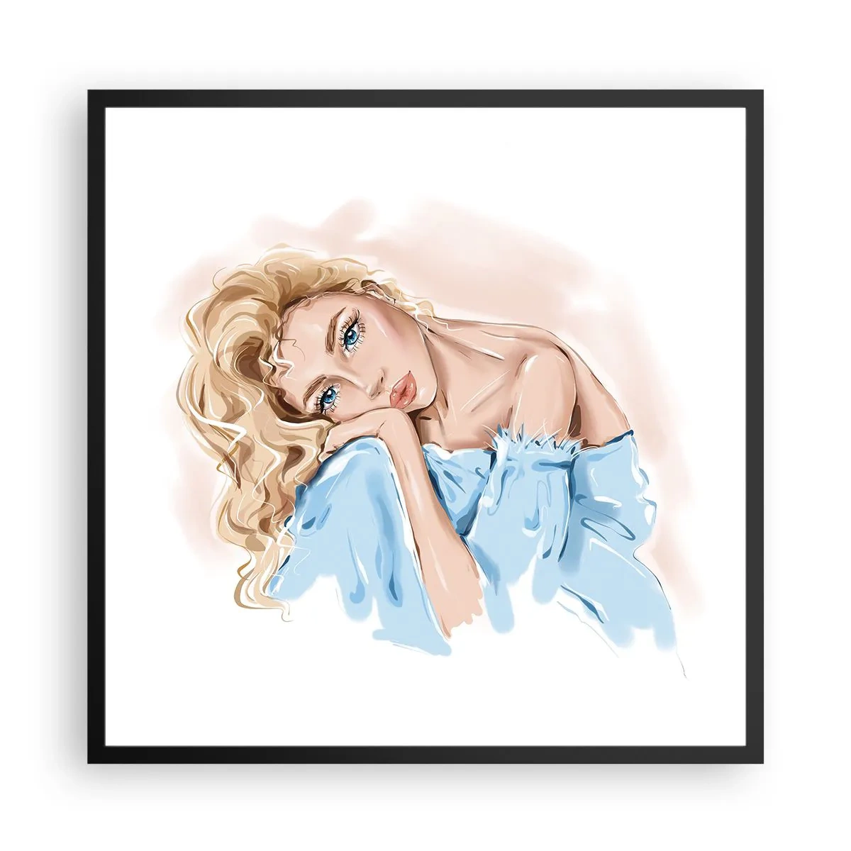 Poster in black frame - Dreamy in Blue - 60x60 cm