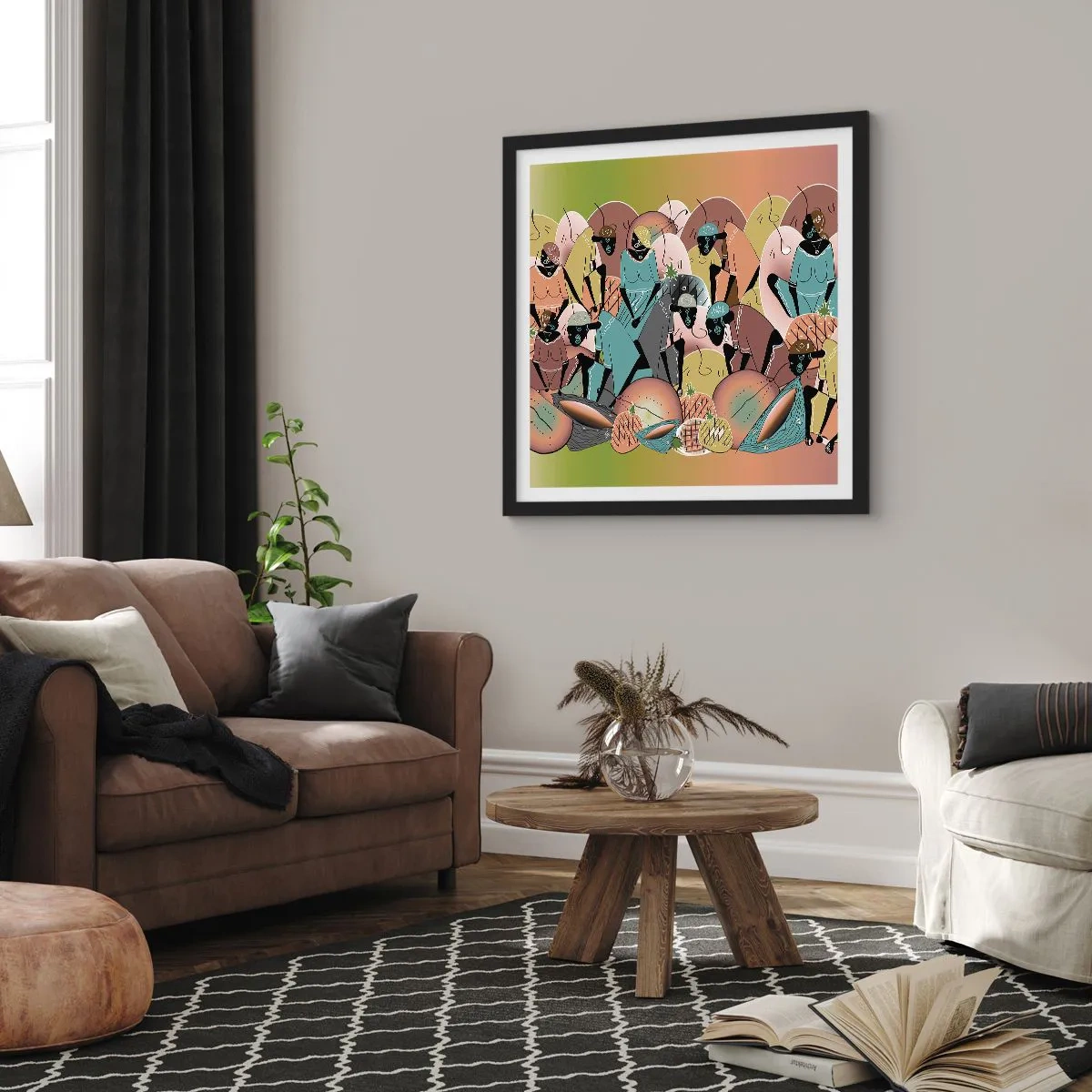 Poster in black frame - Big Holiday Is Coming - 30x30 cm
