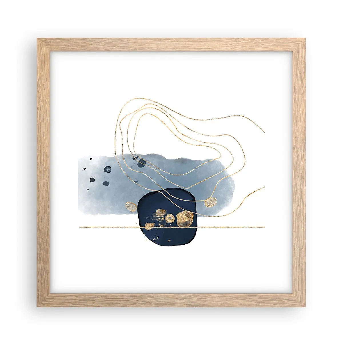 Poster in light oak frame - Blue and Gold Fantasy - 30x30 cm