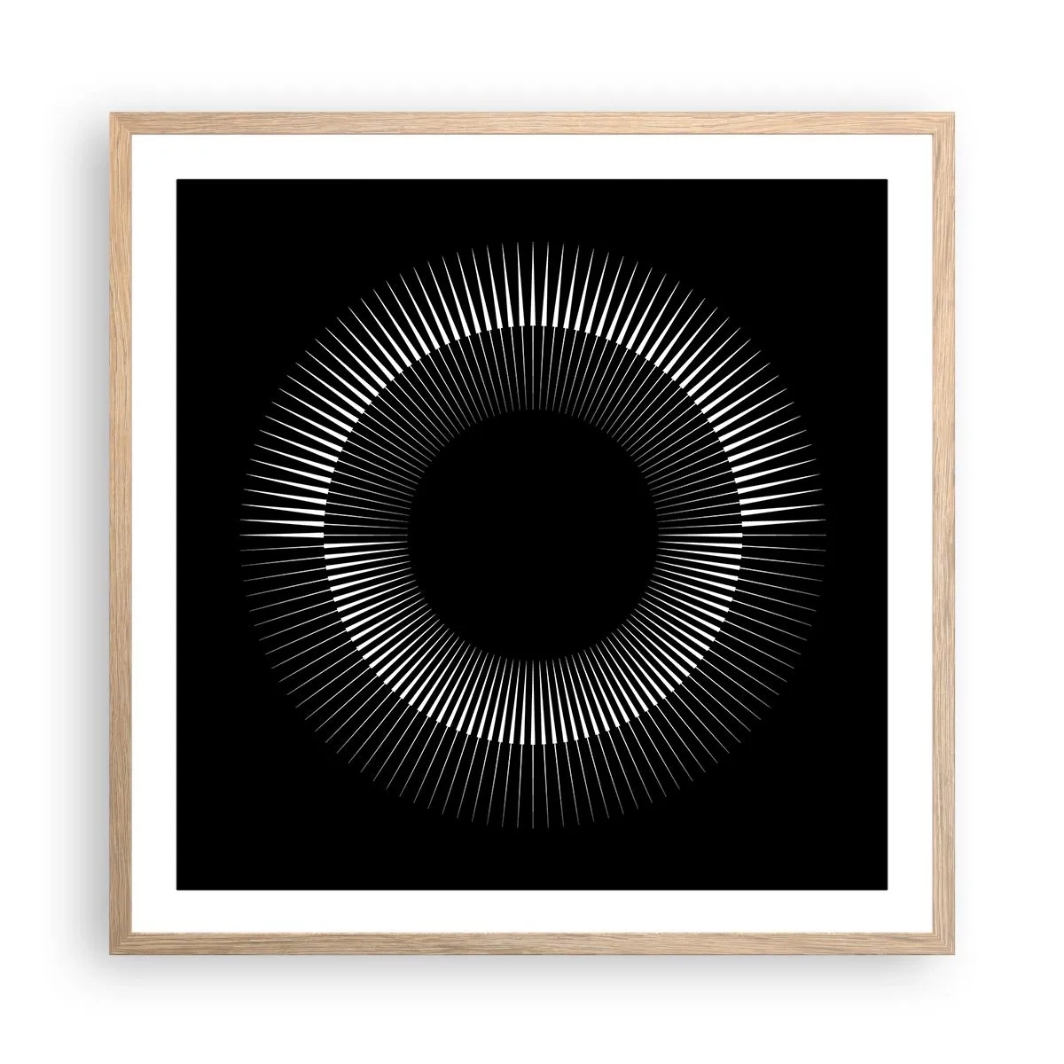 Poster in light oak frame - Black Sun - 60x60 cm
