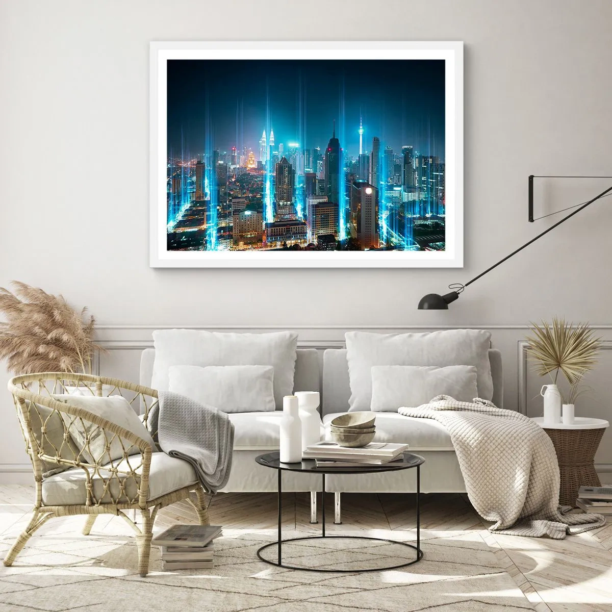 Poster in white frmae - Berlin Lights - 70x50 cm