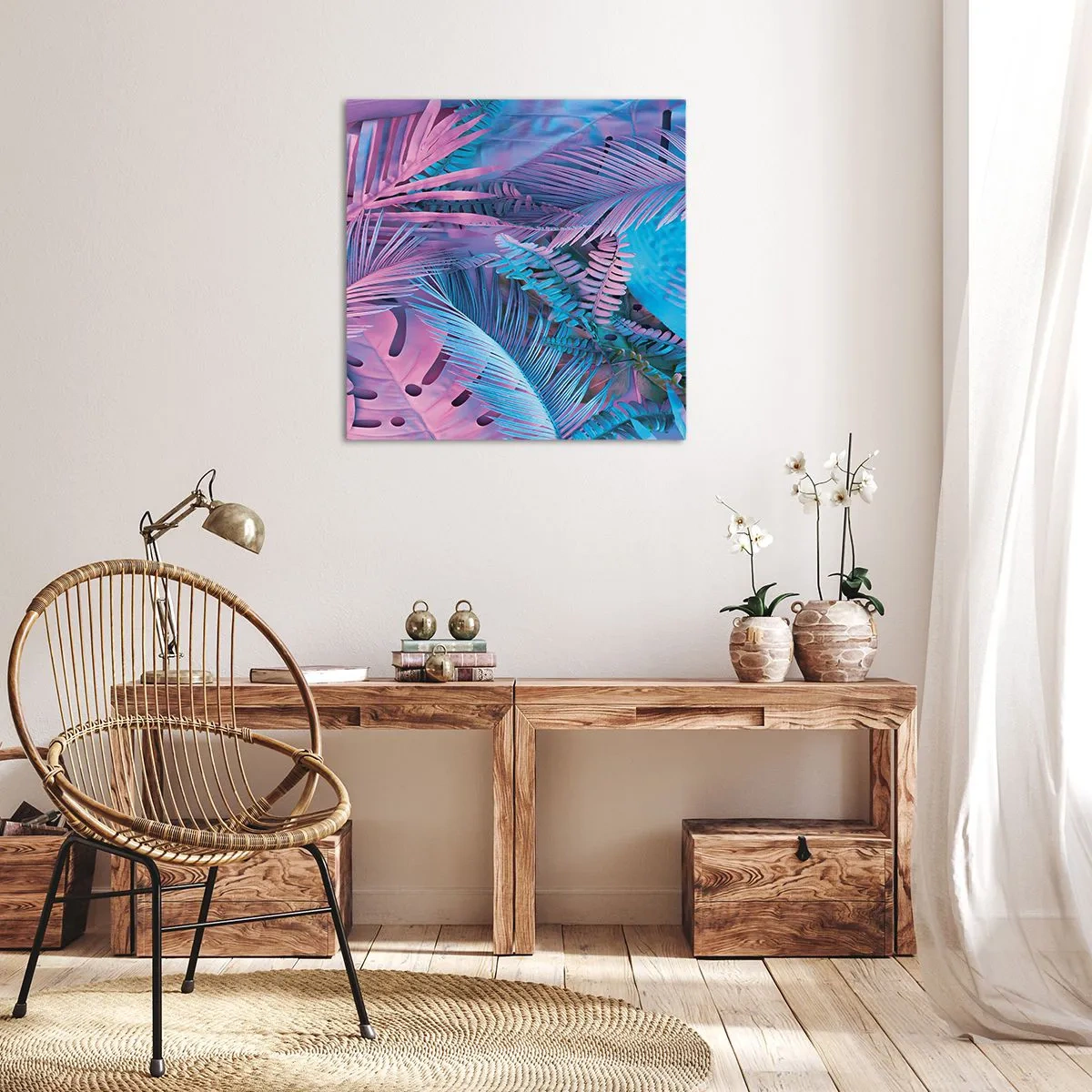 Canvas picture - Tropics in Pink and Blue - 30x30 cm