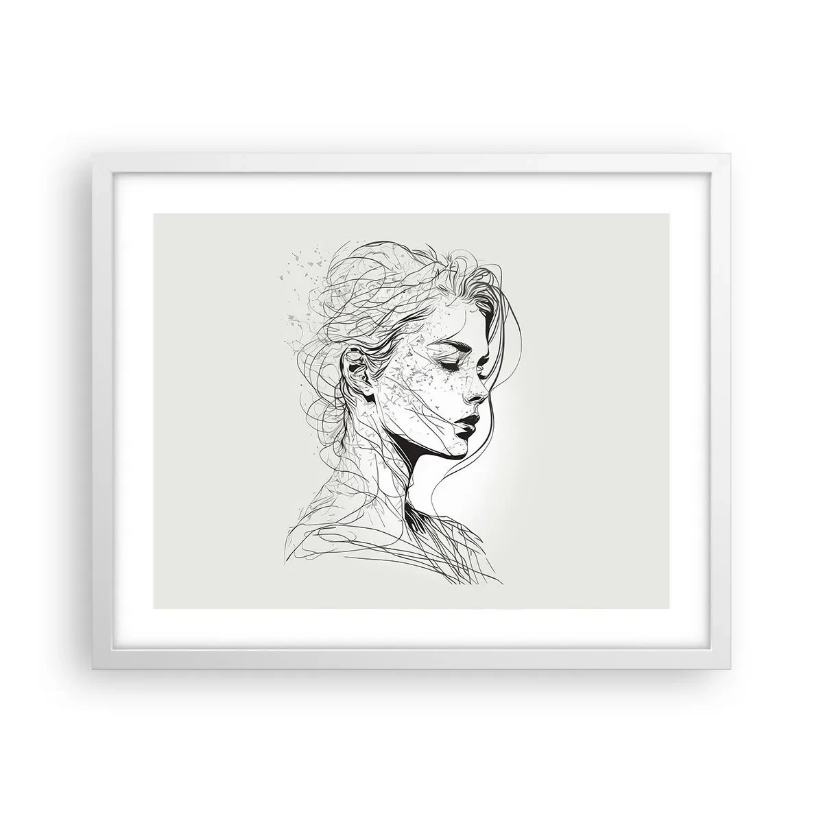 Poster in white frmae - Portrait in Thoughts - 50x40 cm