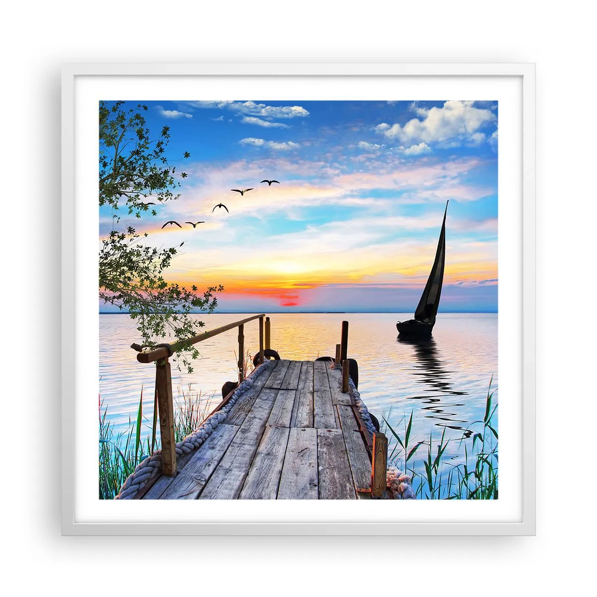 Poster in white frmae - Good Evening - 60x60 cm