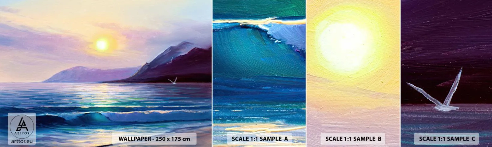 Photo Wallpaper Sample Standard Eco - Crystal of Water and Air - Landscape, Sea, Mountains - 100x30 cm