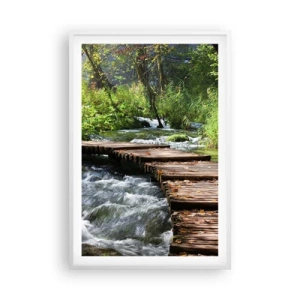 Poster in white frmae - By the Foamy Cascade - 61x91 cm