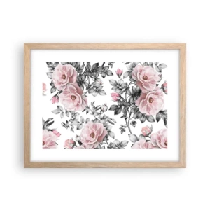 Poster in light oak frame - Getting Lost in Rose Flowers - 40x30 cm