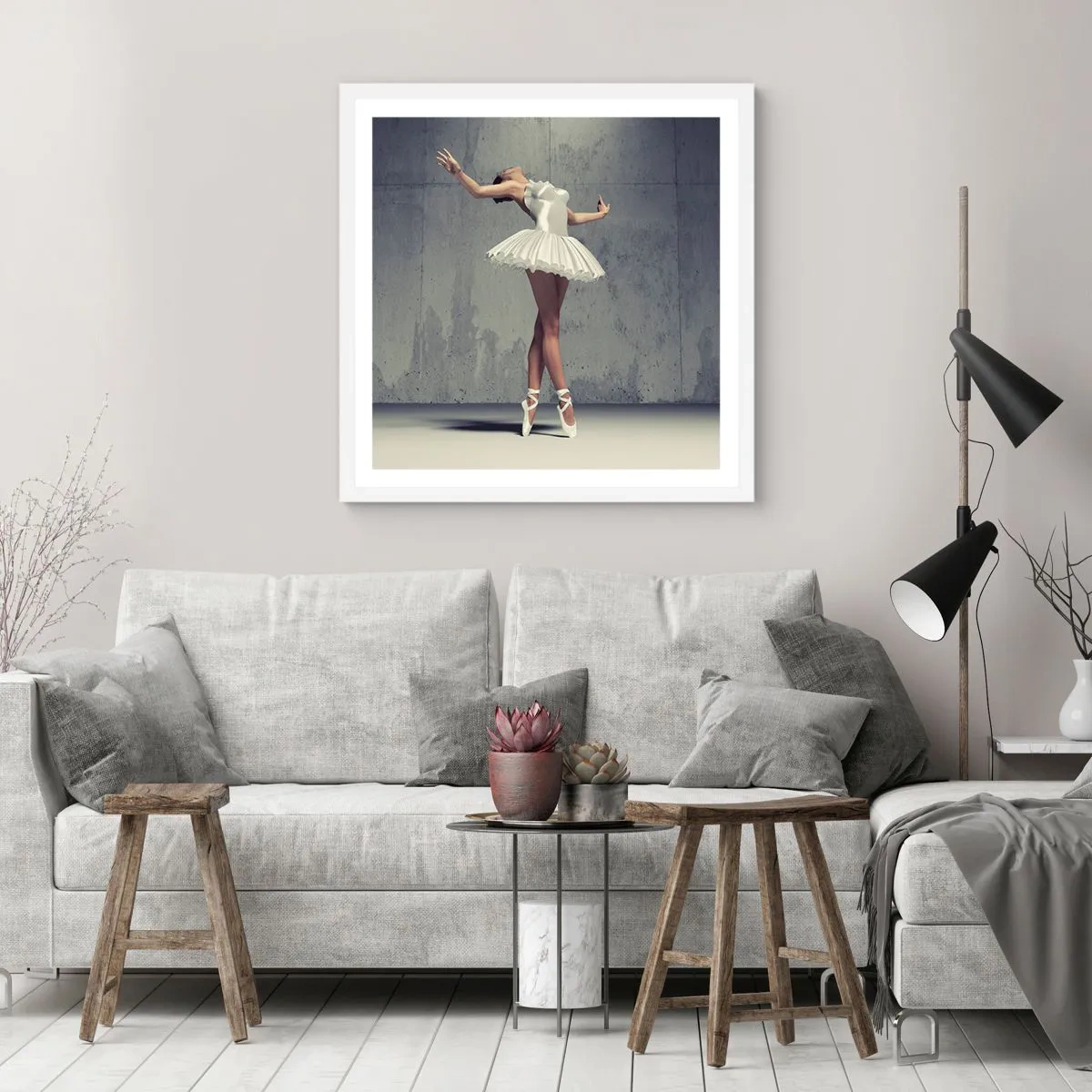 Poster in white frmae - Light like a Bird - 60x60 cm