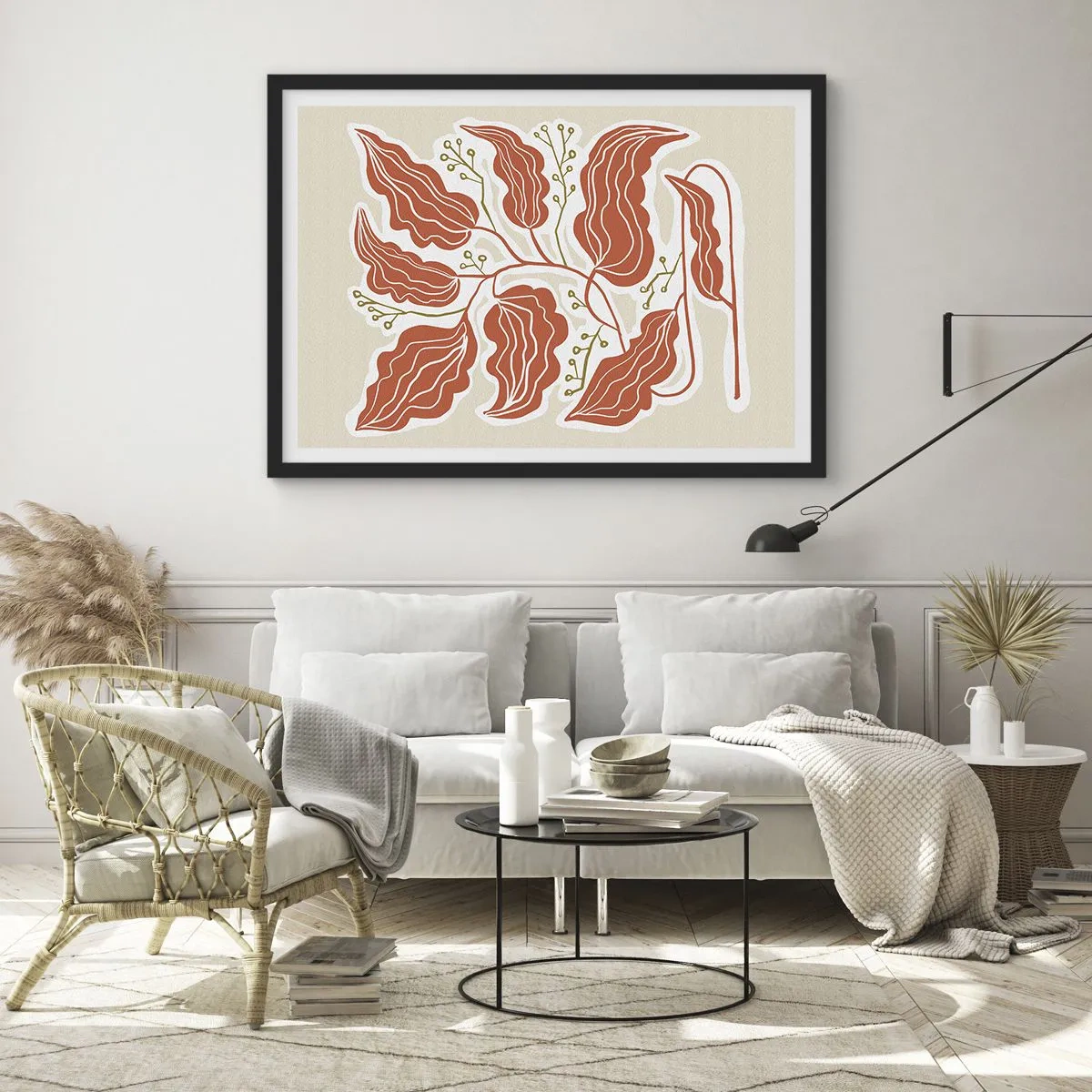Poster in black frame - Folk and Coral - 70x50 cm