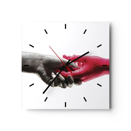 Wall clock - Clock on glass - Together, although Different - 30x30 cm